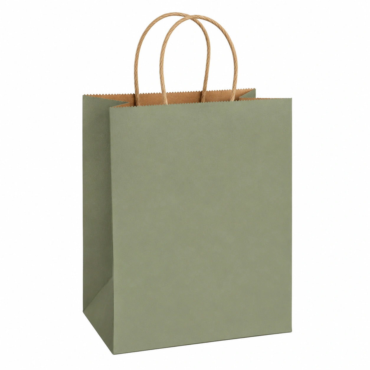 Sacchetto regalo 26 x 12 x 32 cm in carta verde salvia con manici ritorti - stile minimal per confezioni