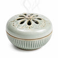 Bruciatore per incenso in ceramica verde chiaro Ø 15 cm con coperchio traforato decorativo