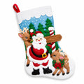 Calza natalizia 45 cm in feltro multicolore con Babbo Natale e renne da appendere