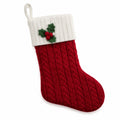 Calza decorativa natalizia 45 cm in tessuto a maglia rosso/bianco stile tradizionale