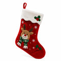 Calza natalizia 45 cm in peluche rosso con renna da appendere