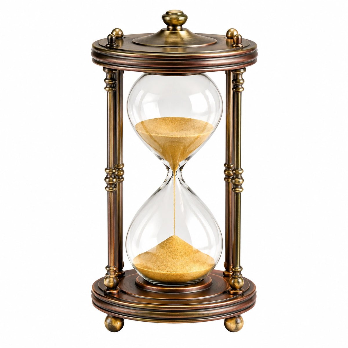 Clessidra 30 cm in vetro e metallo bronzo con sabbia dorata stile classico