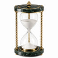 Clessidra decorativa diametro 20 cm altezza 45 cm in vetro e marmo verde con struttura dorata