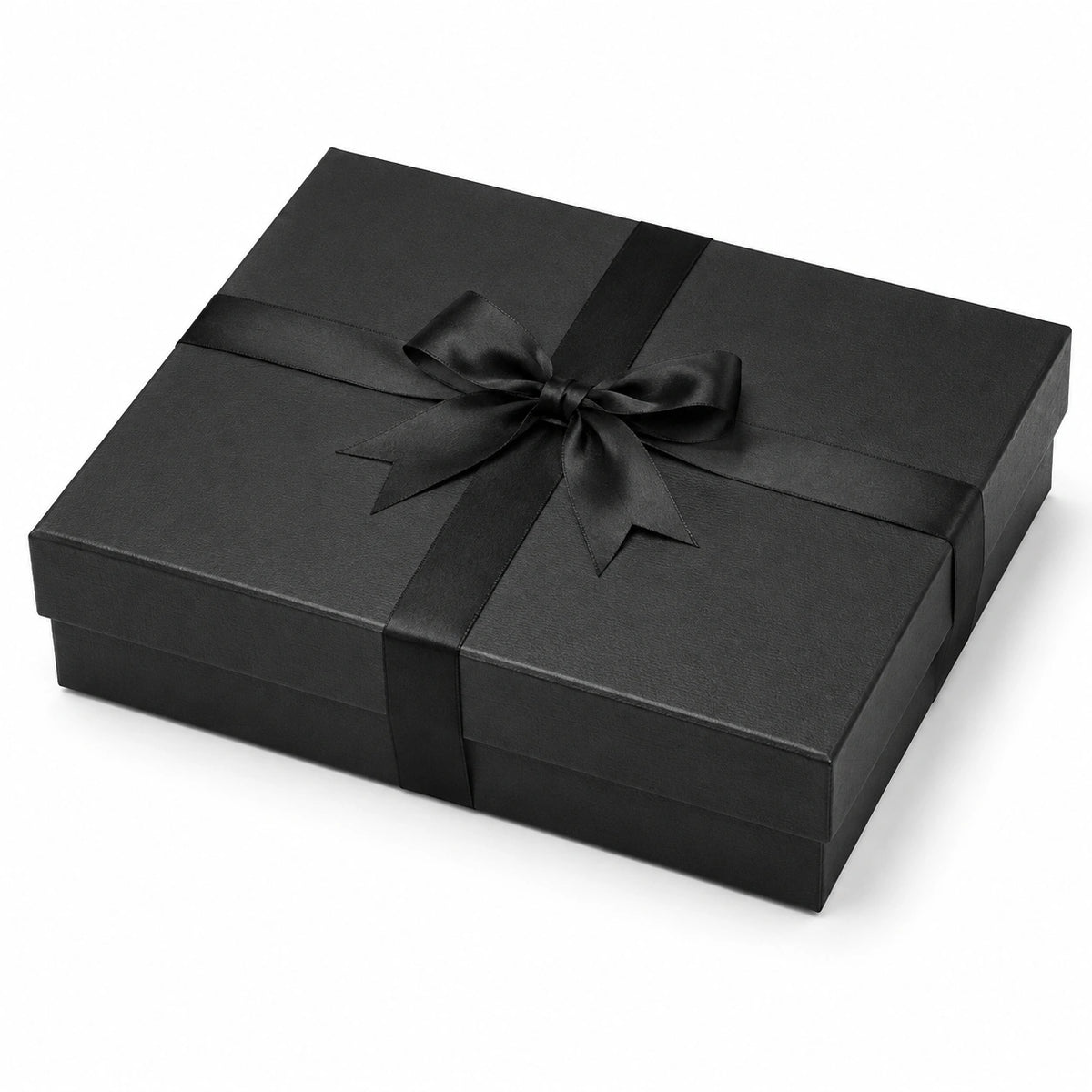 Scatola regalo 30 x 22 x 8 cm in cartone nero con nastro decorativo stile elegante