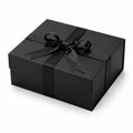Scatola regalo 30 x 22 x 10 cm in cartone nero con nastro decorativo stile elegante