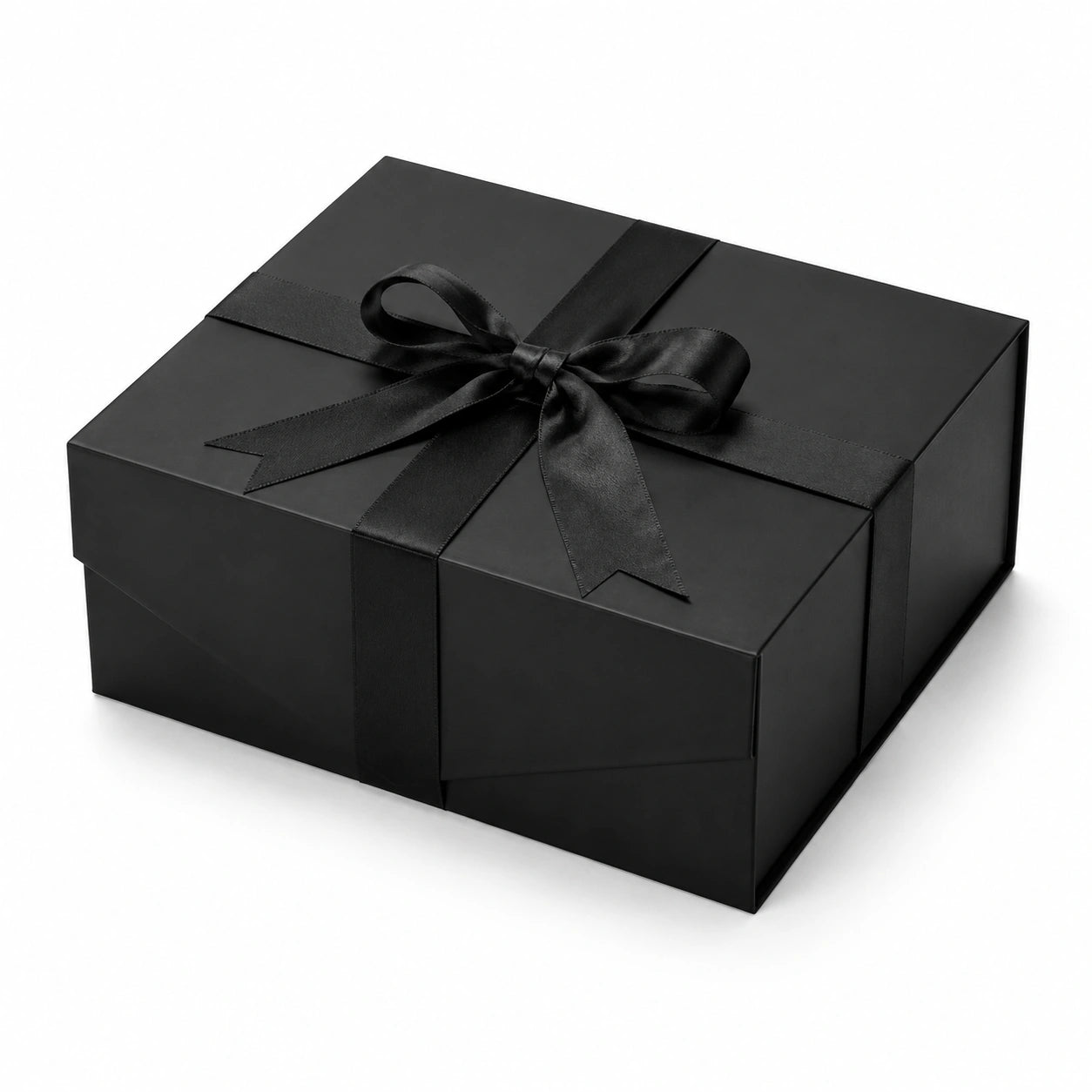 Scatola regalo 30 x 22 x 10 cm in cartone nero con nastro decorativo stile elegante