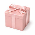 Scatola regalo 20 x 20 x 20 cm in cartone rosa con nastro in raso - cubica decorativa
