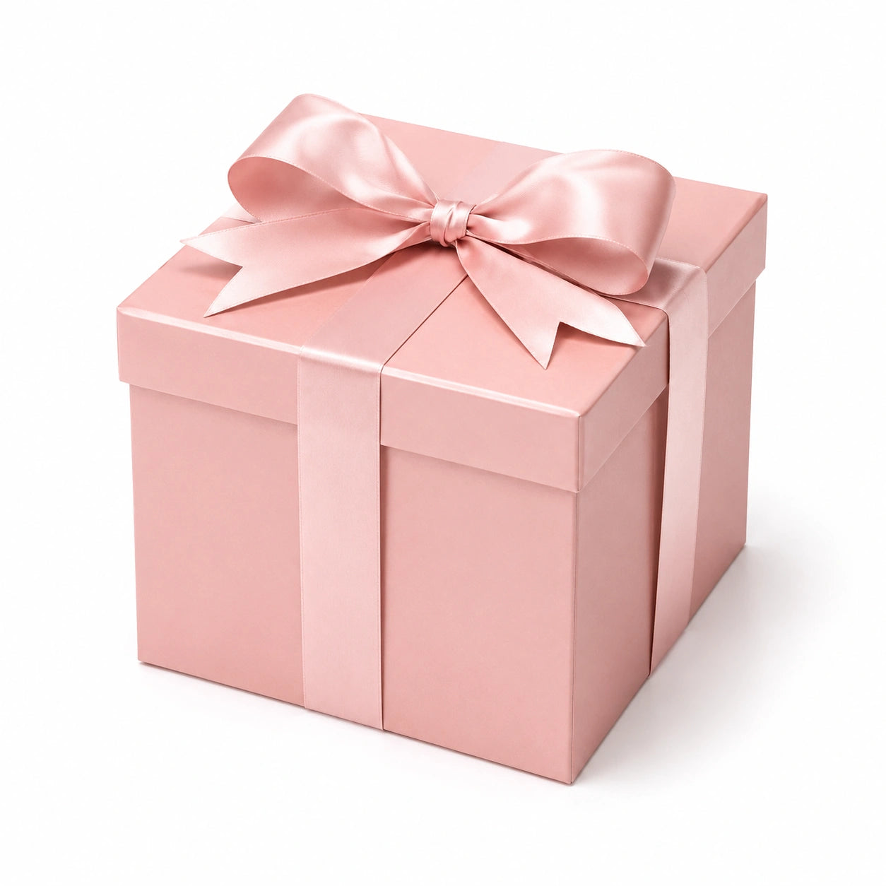 Scatola regalo 20 x 20 x 20 cm in cartone rosa con nastro in raso - cubica decorativa