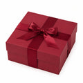Scatola regalo quadrata 20 x 20 x 10 cm in cartoncino bordeaux con nastro in raso - confezione decorativa